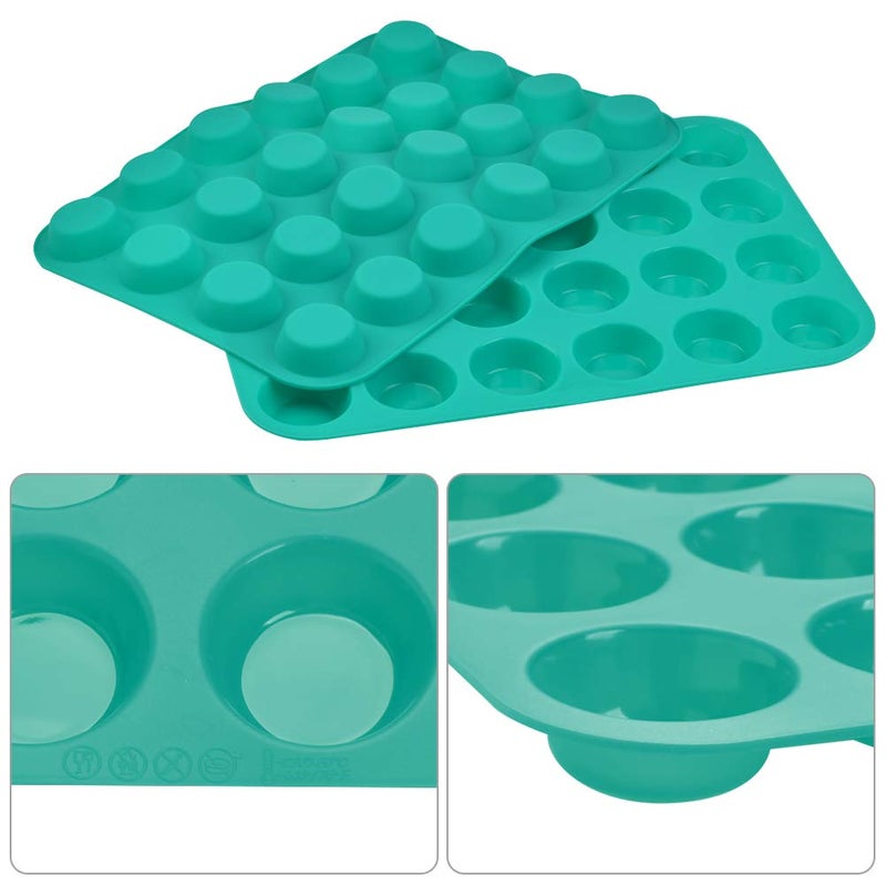 FOCCTS Silicone Muffin Pan, 24 Mini Cupcake Pan for Cream Cheese Fat Bombs, Non Stick, Dishwasher Safe Silicon Bakeware Pans, 2 Pack - Image 3